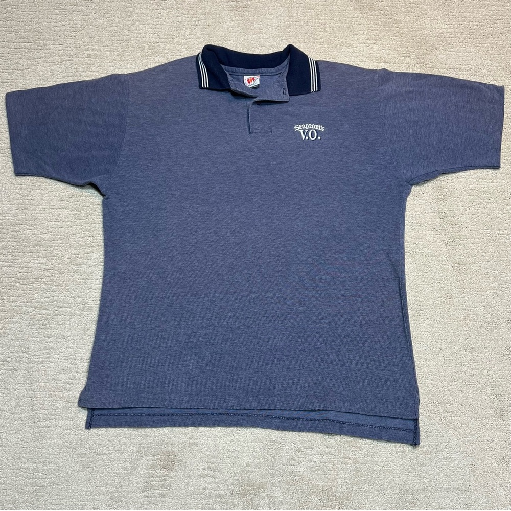 Vintage Seagrams VO Embroidered Bar Promo Cotton Polo Shirt Men’s Sz. Lg. USA